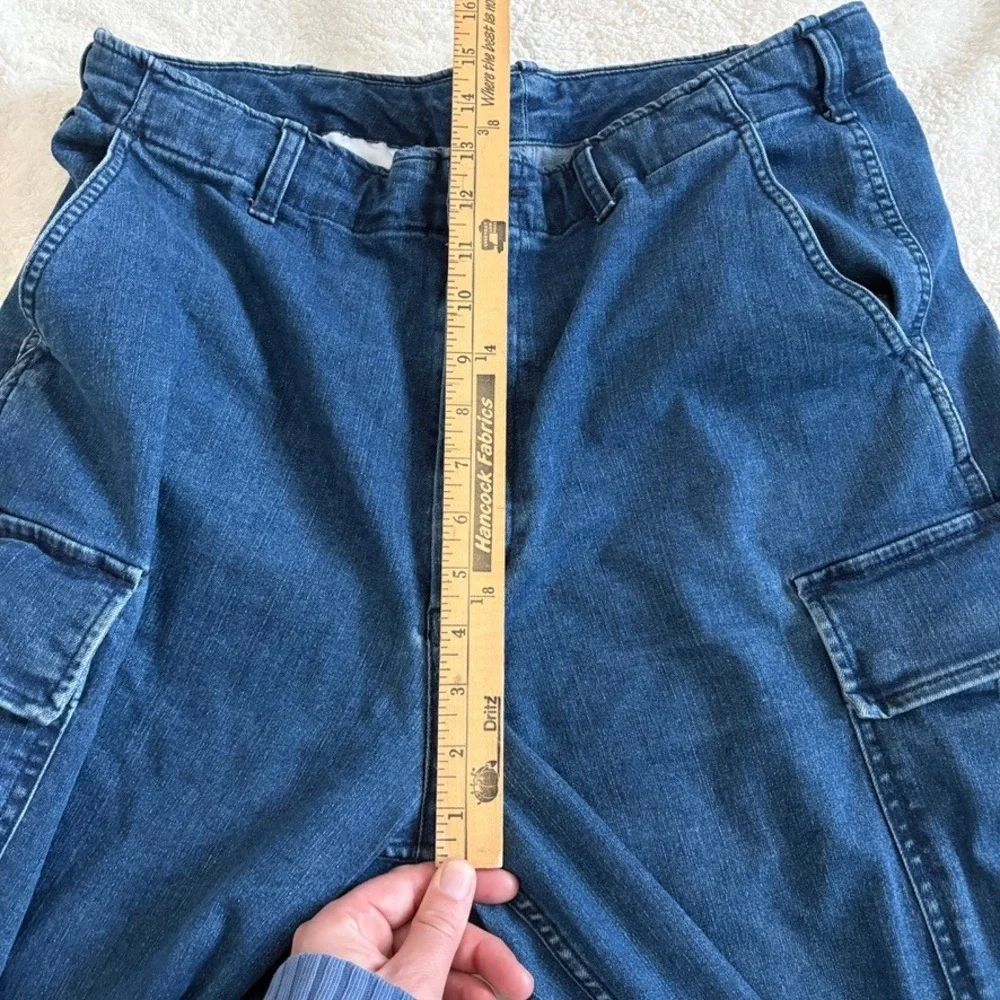 UNIQLO Adjustable Denim Cargo Pants Mens Size L Waist 33-36 In Blue